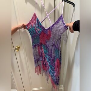 Retrofete Colorful Sequin Fringe Dress size small